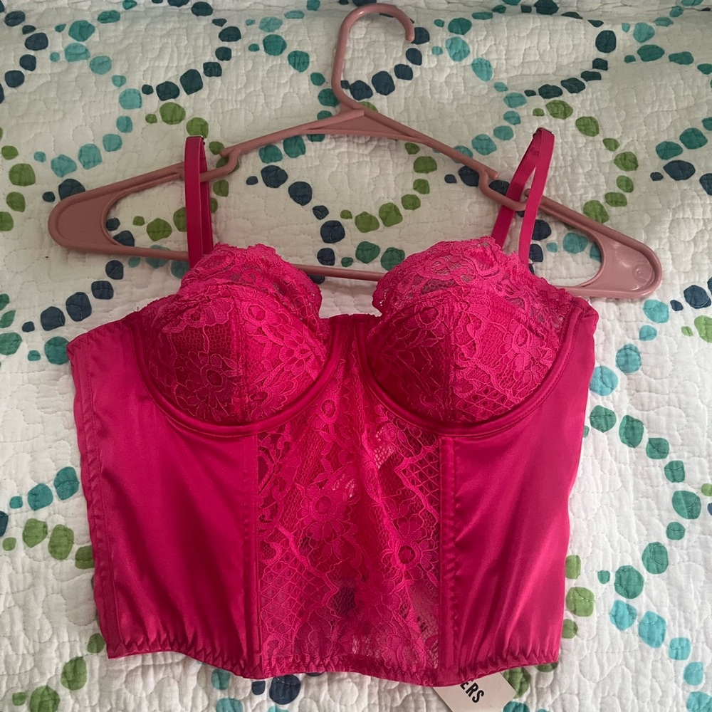Urban Outfitters Vibrant Pink Lace Bustier